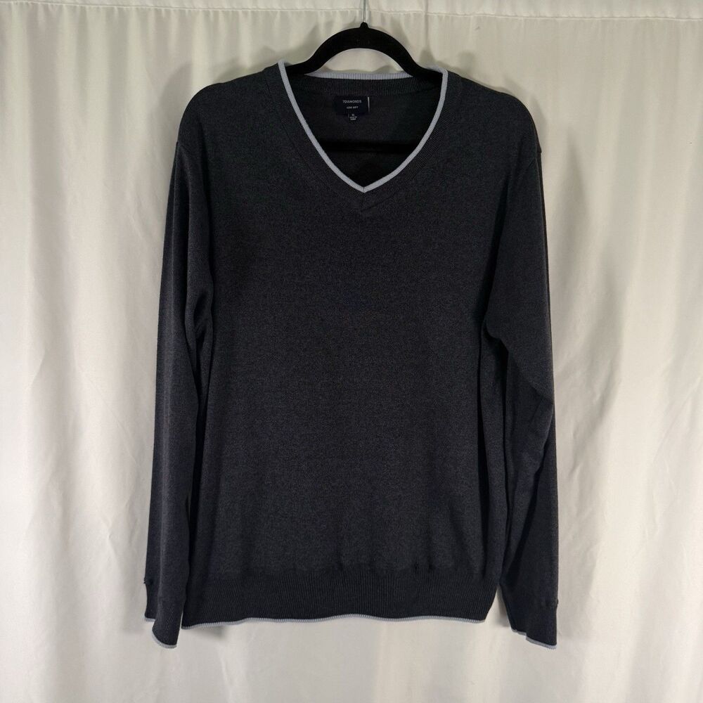 7 Diamonds Sweater Men's XL Blue Vneck Long Sleeve Pullover Luxe Soft